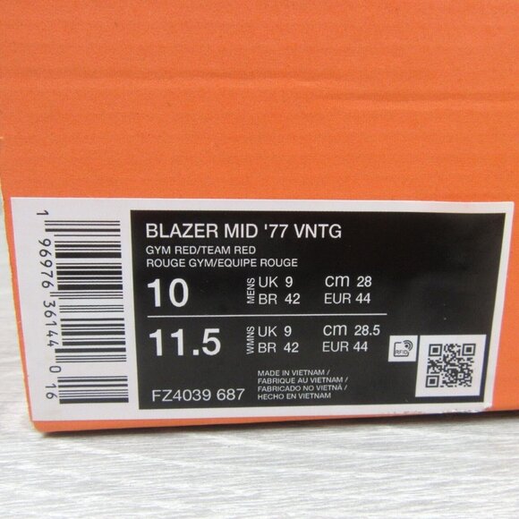 Nike Blazer Mid '77 Vintage Skate Shoes Mens Size 10 Red Burgundy NEW - Picture 13 of 13